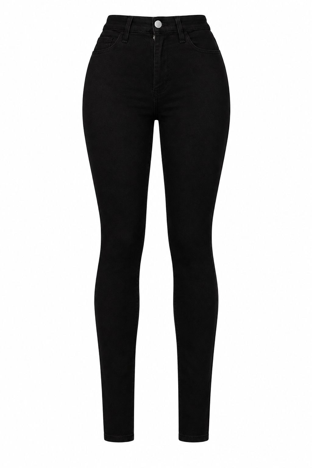 Black High-Waist Skinny Jeans – White Background, No Model
