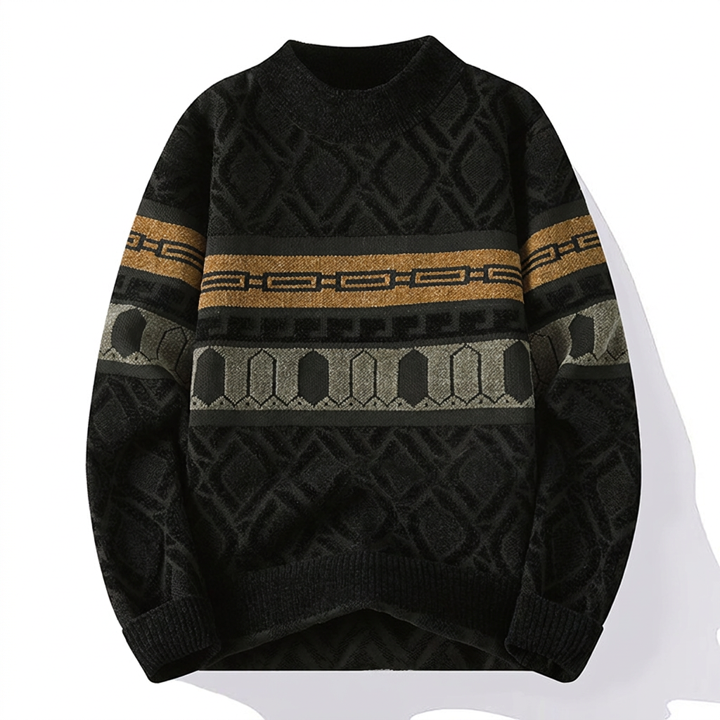 Black patterned sweater product cover on white