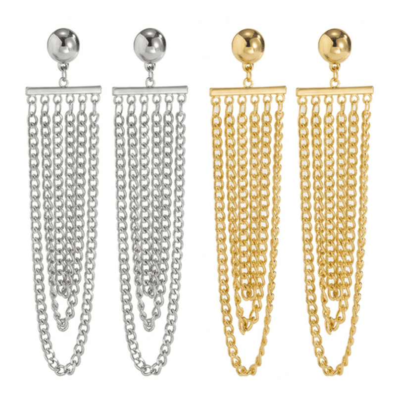 Both metal-tone earring pairs on a clean white background