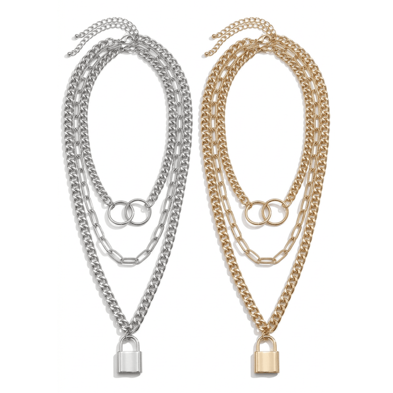 Both metal-tone necklace options on a white background