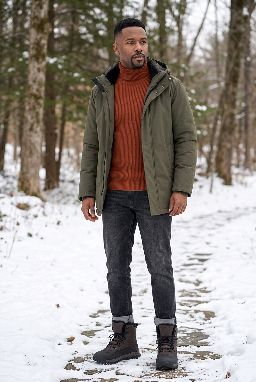 Brown winter boots full-body outdoor lifestyle