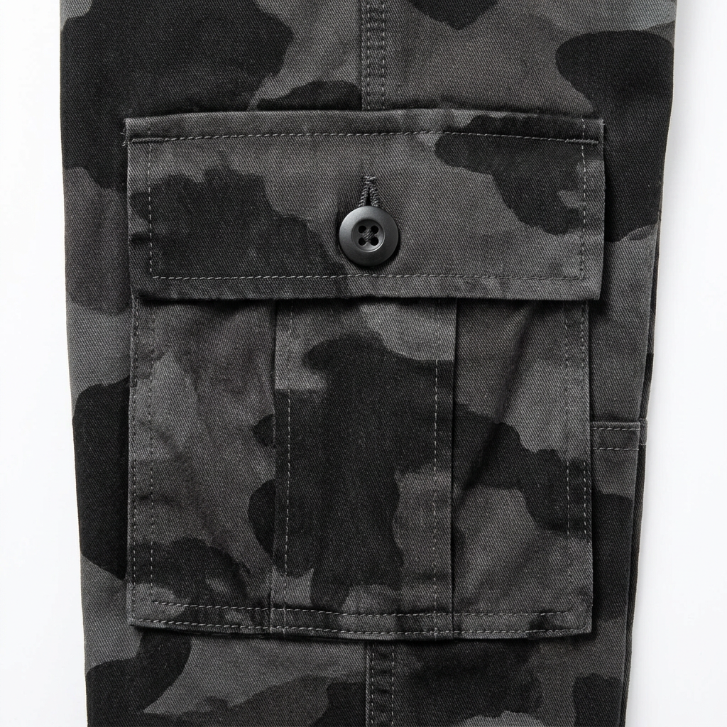 Camo Cargo Pants – Detail Close-Up