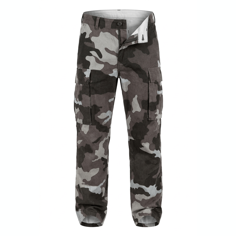Camo Cargo Pants – White Background, No Model