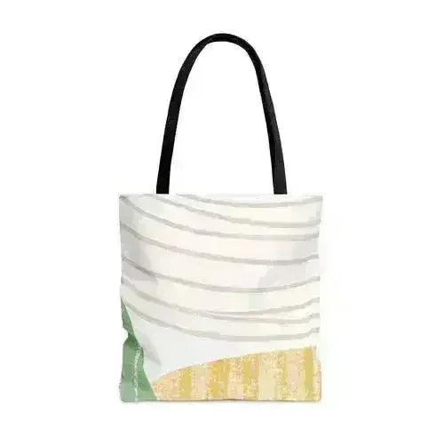 Close up of wavy grey lines and textured accents on large tote bag