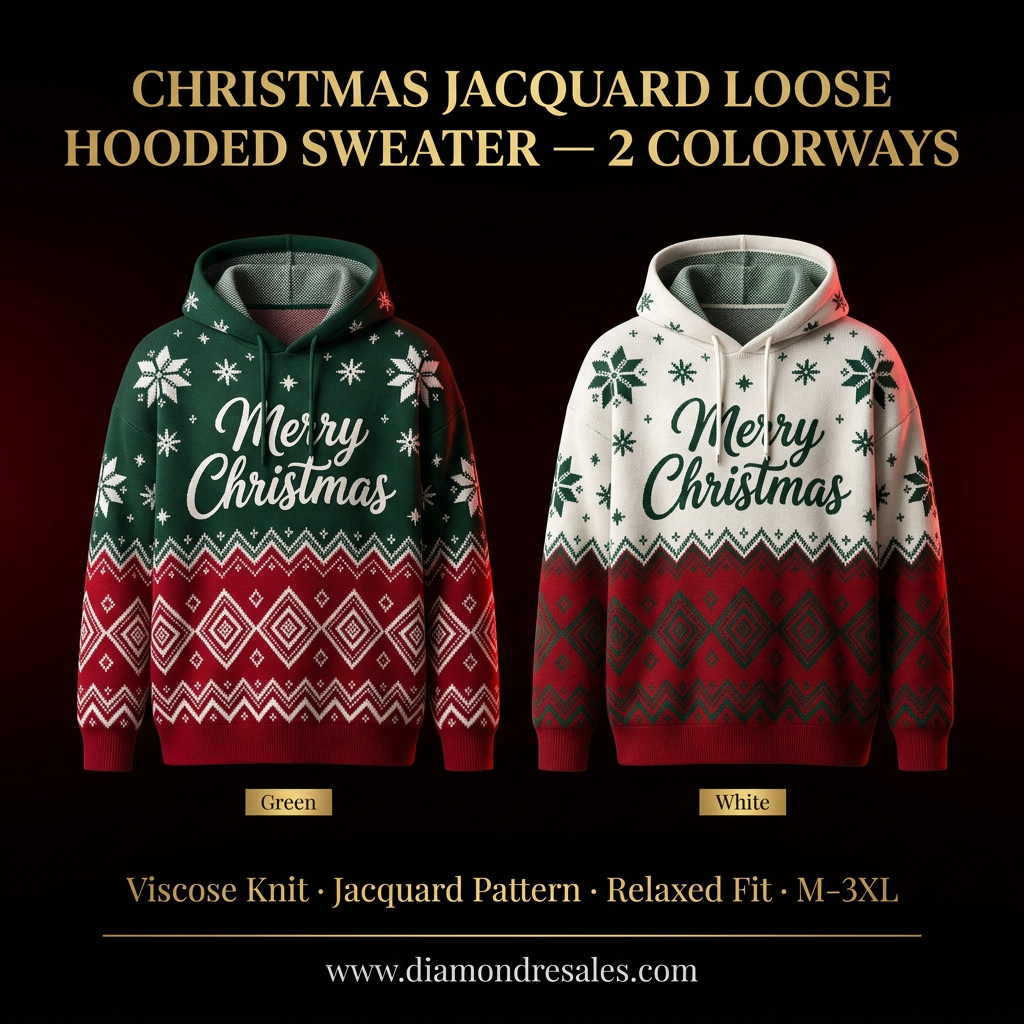 Christmas Jacquard Hoodie — 2 Colorway Showcase (Revised)
