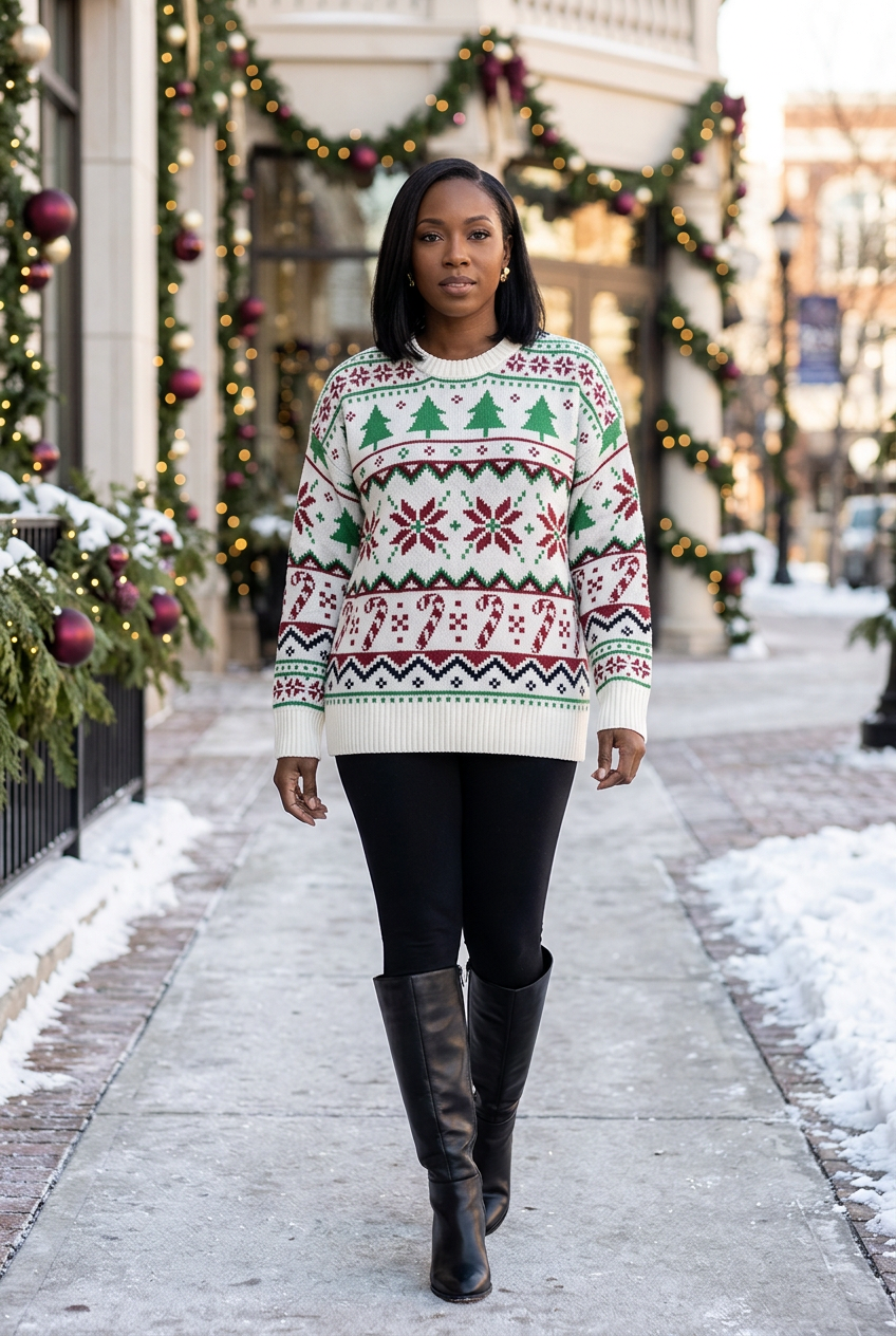Christmas sweater full-length holiday lifestyle