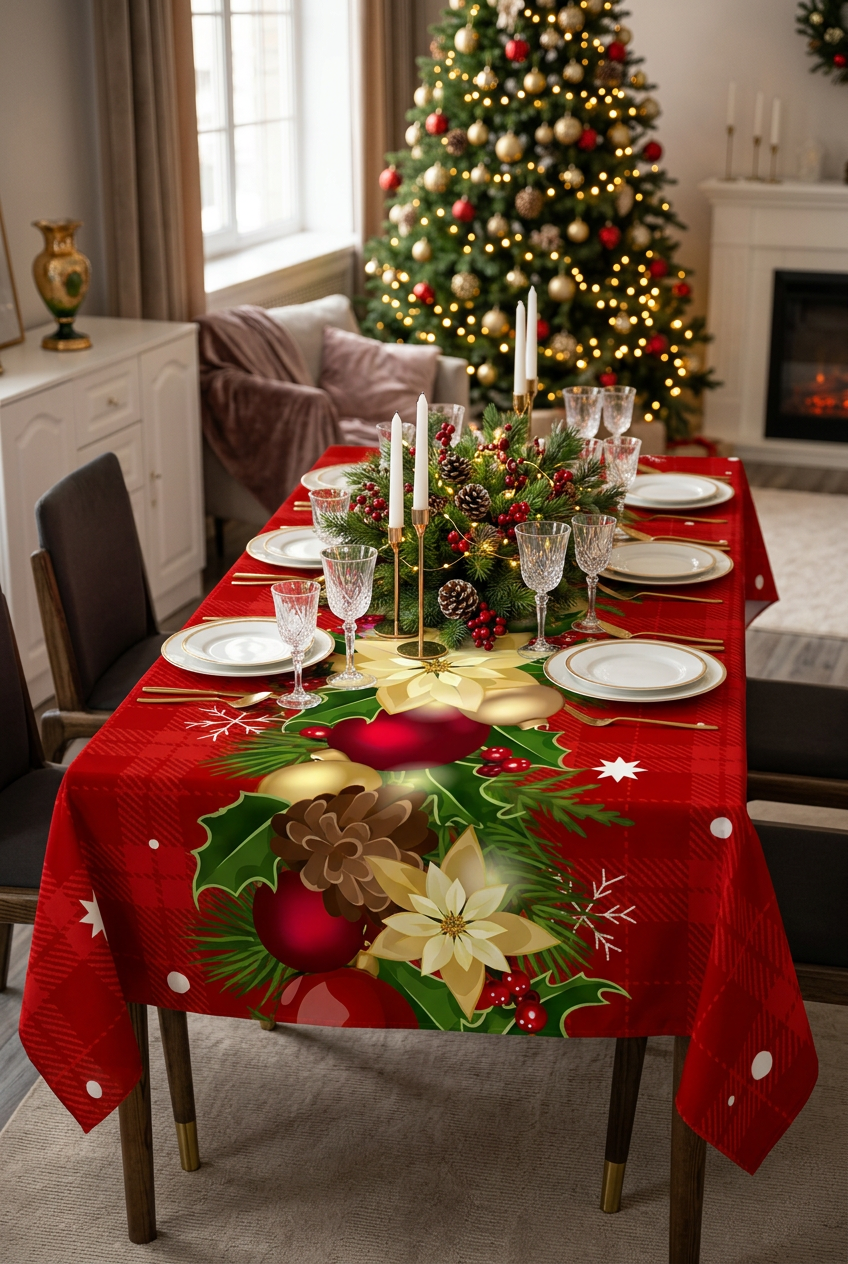 Christmas Tablecloth — Holiday Dining Lifestyle