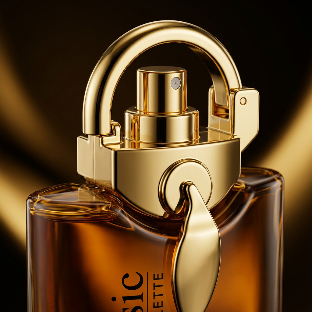 Classic gold lock-shaped top and hanging detail close-up