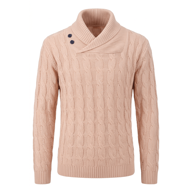 CoziFits Men's Shawl Collar Sweater – White Background, No Model