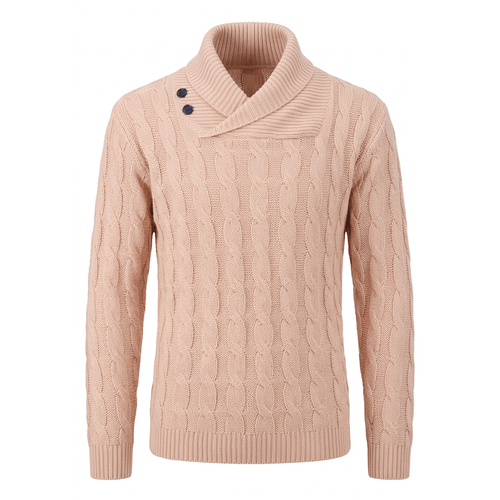 CoziFits Men's Shawl Collar Sweater – White Background, No Model