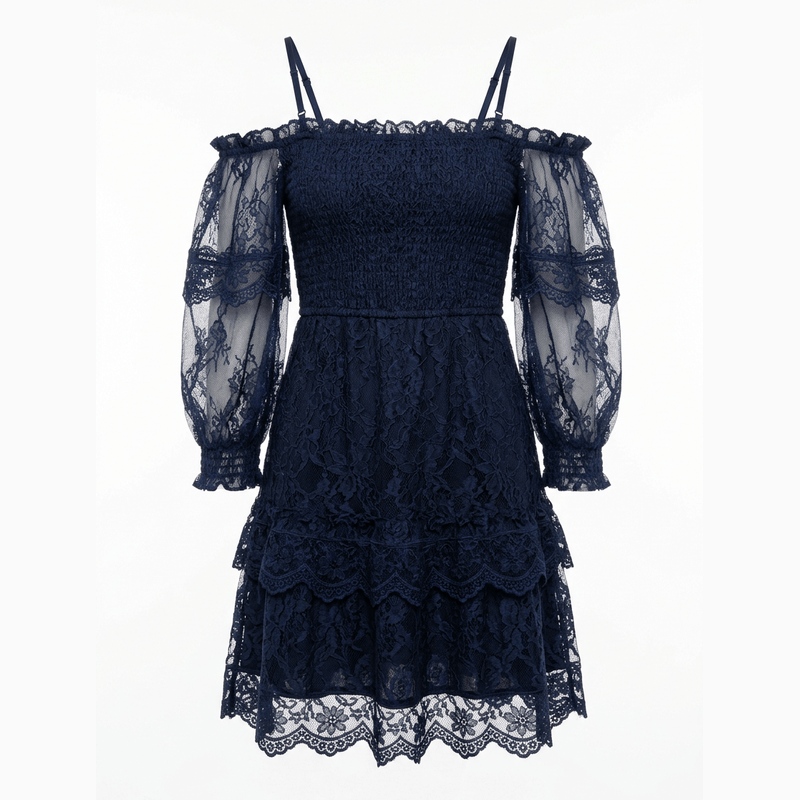 Dark navy lace dress front hero