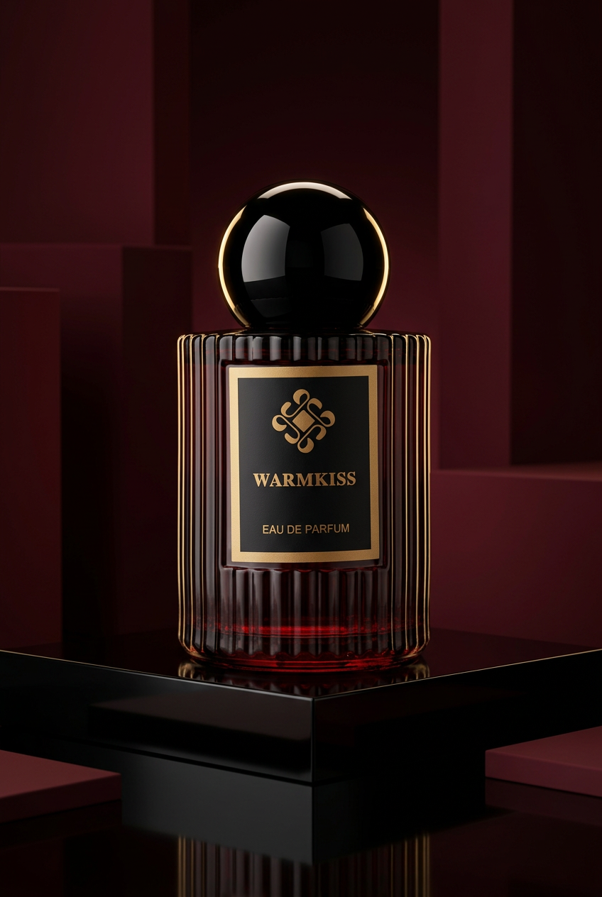 Dark WARMKISS cinematic burgundy-and-black hero