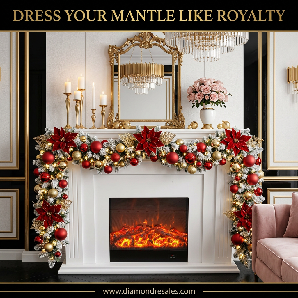 Decorated Garland — Lifestyle Mantle Scene