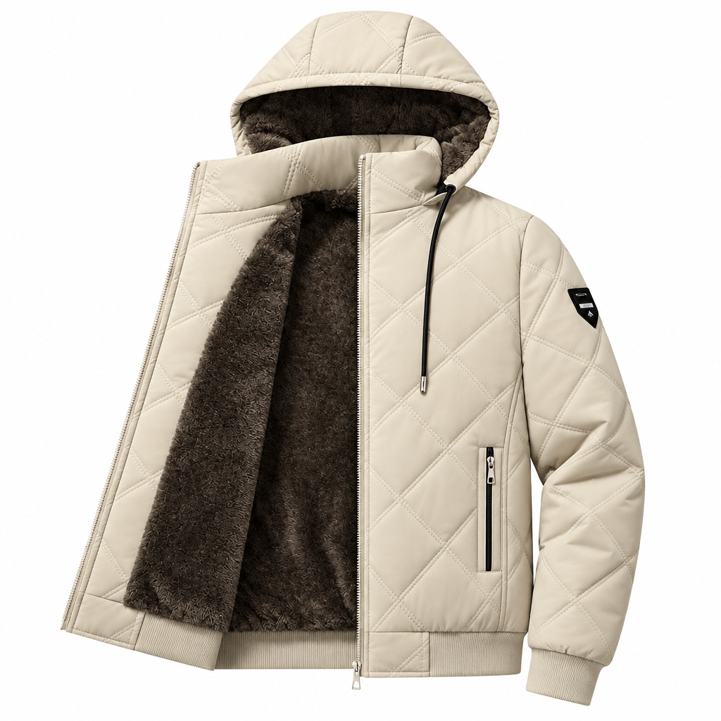 Men's Wool-Filled Hooded Winter Coat with Detachable Hood