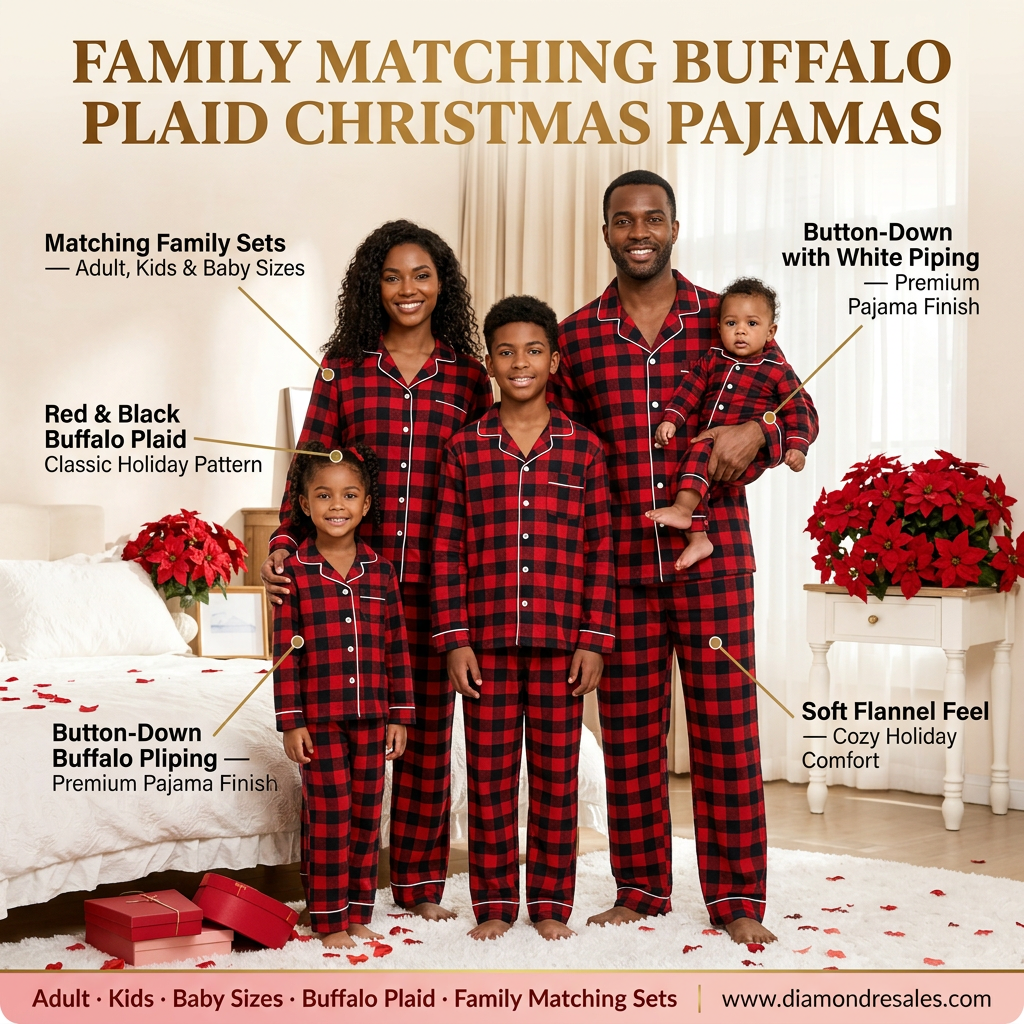 Family Plaid Pajamas — Black Family Main Graphic