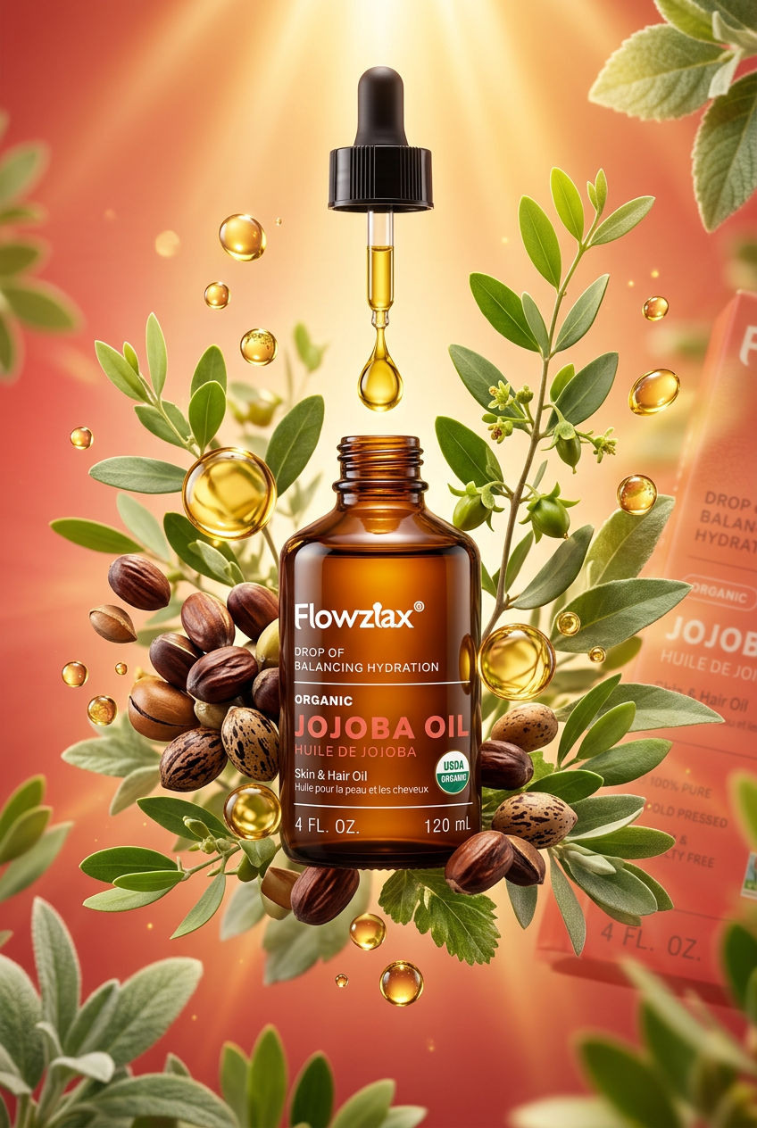 Flowzlax Jojoba Oil — Coral Amber Dropper Campaign