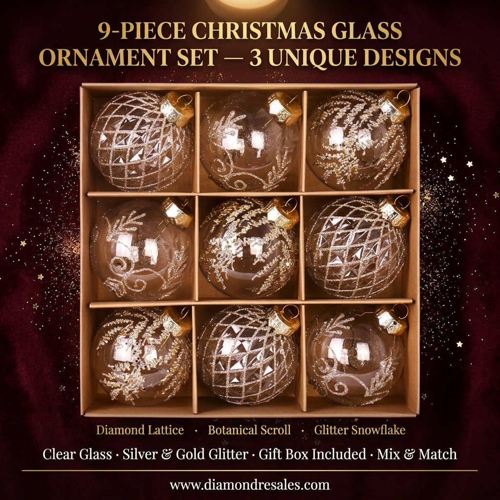 Glass Ornaments — 9-Piece Set Showcase