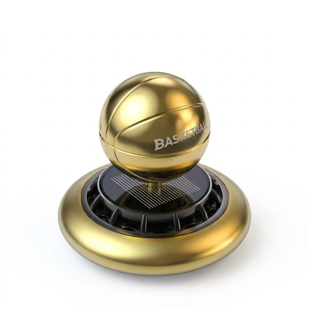Gold basketball car fragrance ornament on white