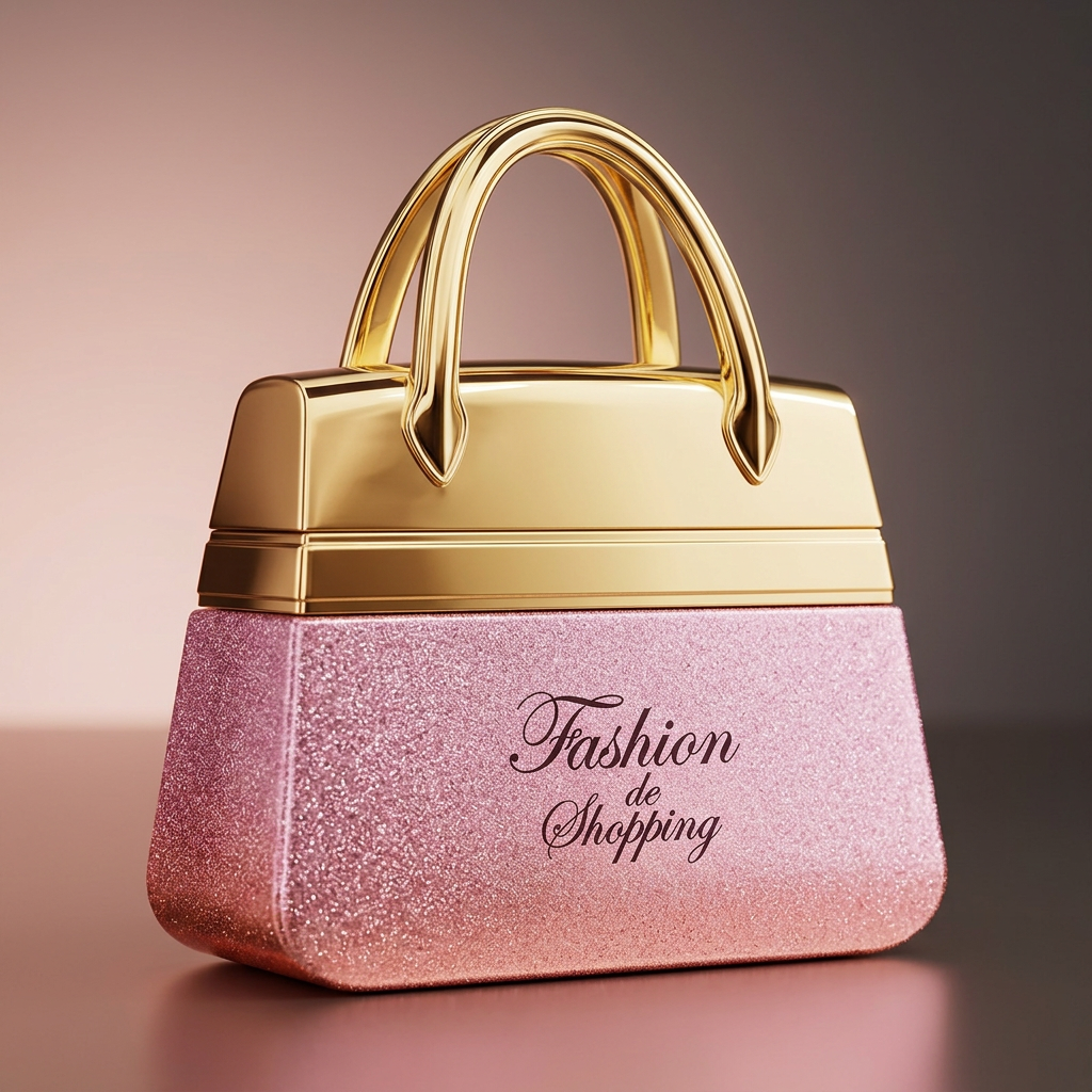 Gold handles and pink textured bottle close-up