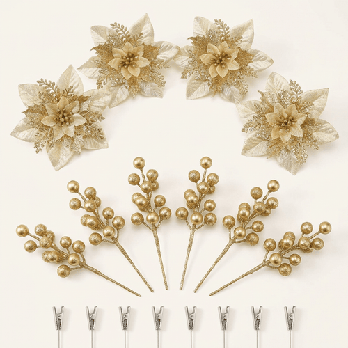 Gold Poinsettia Set — GMC Clean Flat Lay