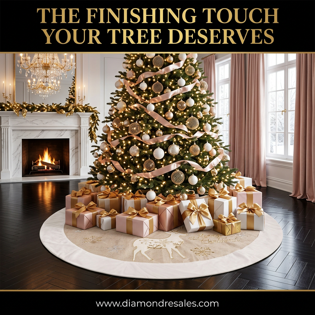 Gold Reindeer Tree Skirt — Lifestyle Scene