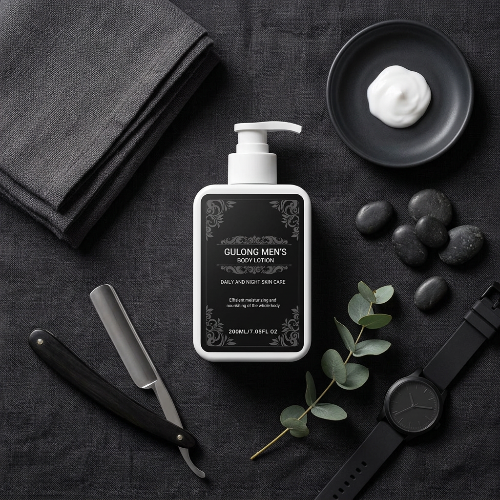 Gulong Men's Body Lotion — Dark Charcoal Flat Lay