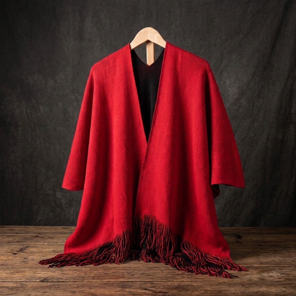 Women's Double-Sided Knit Split Shawl Poncho
