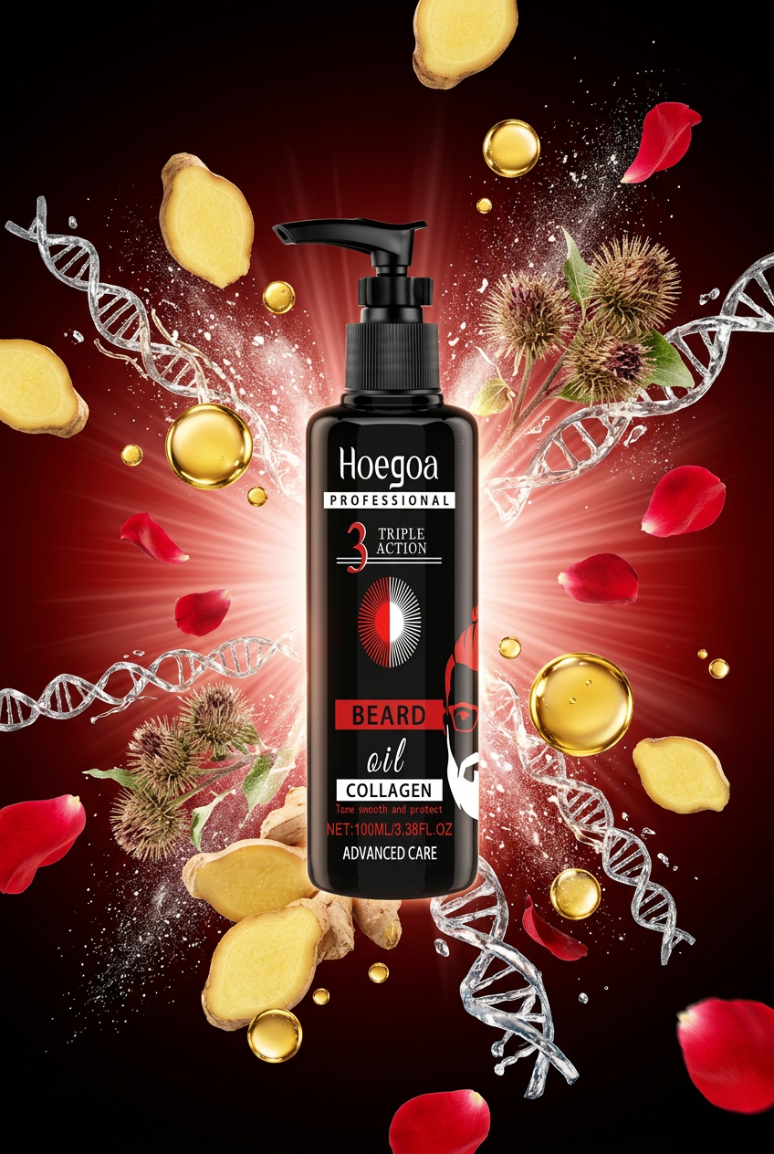 Hoegoa Beard Oil — Black Red Dramatic Campaign