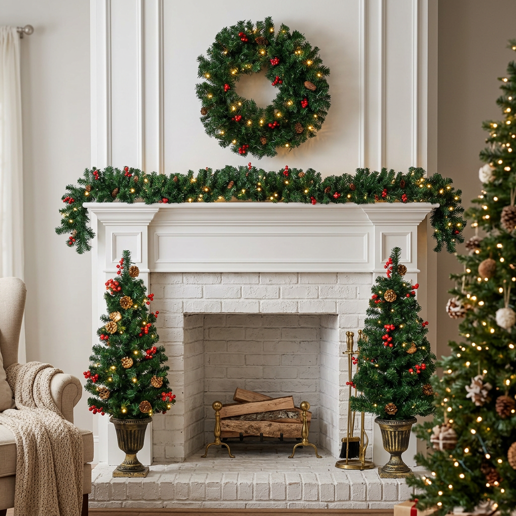 HOMCOM 4-Piece Set — Fireplace Interior Lifestyle