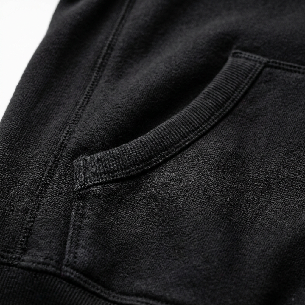 Hoodie pocket and fabric closeup