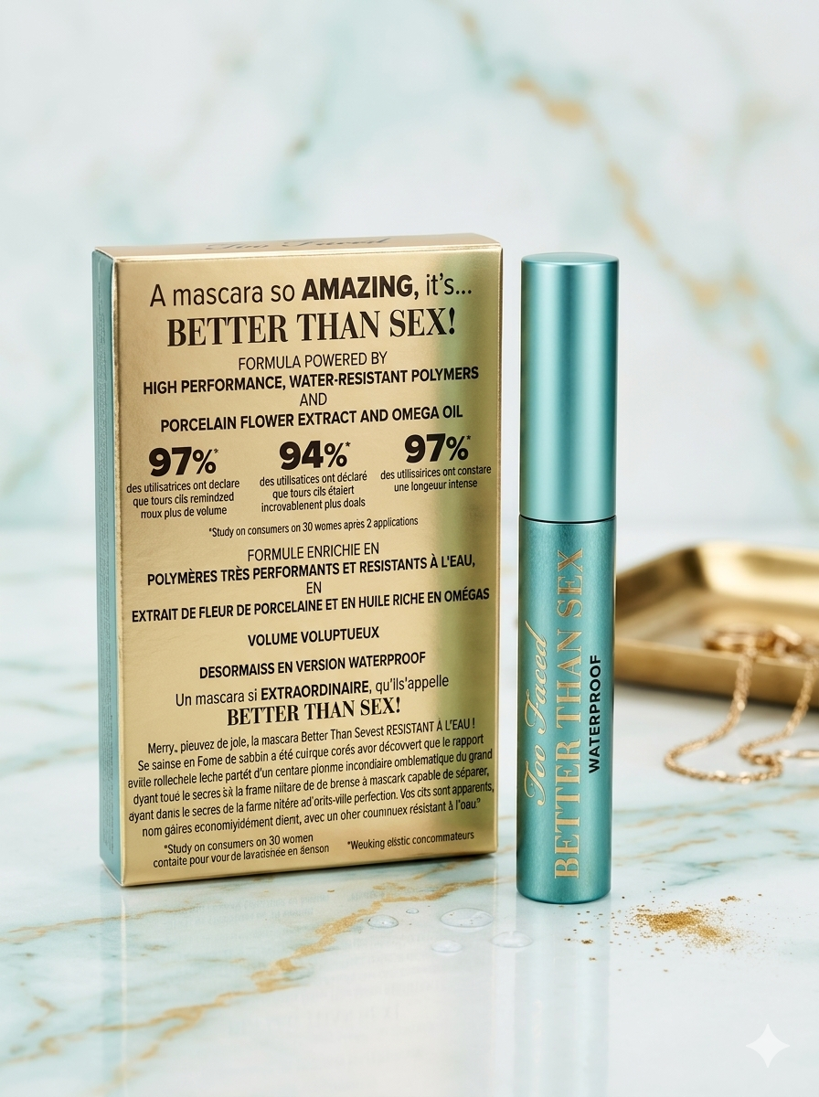 Too Faced Better Than Sex Waterproof Mascara – Travel Size Duo Bundle (0.17 oz x 2)