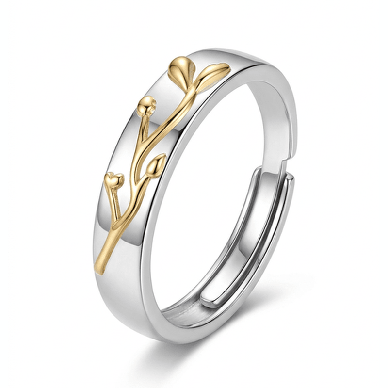 Individual slender-vine ring on a white background