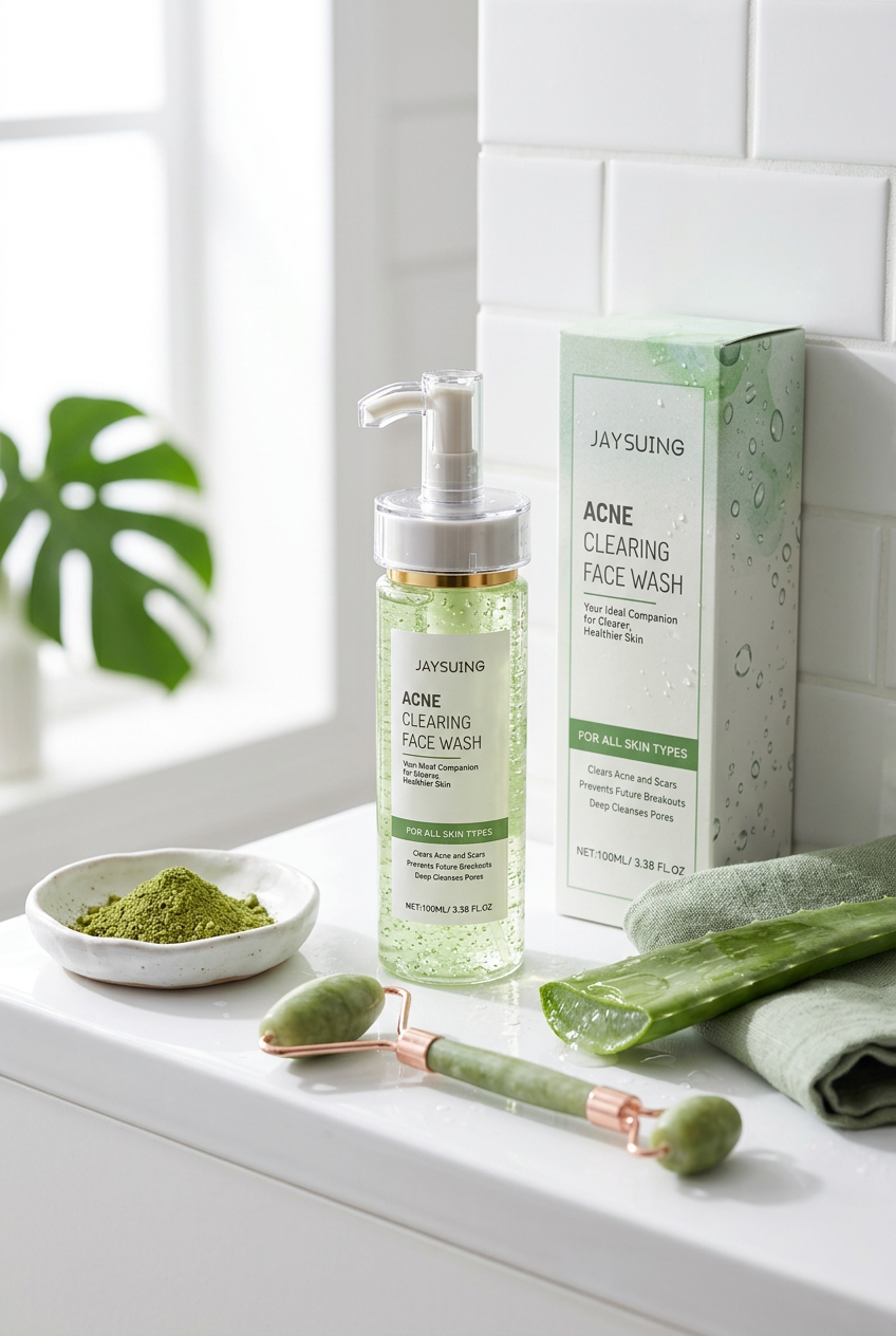 Jaysuing Acne Clearing Face Wash — White Bathroom Lifestyle