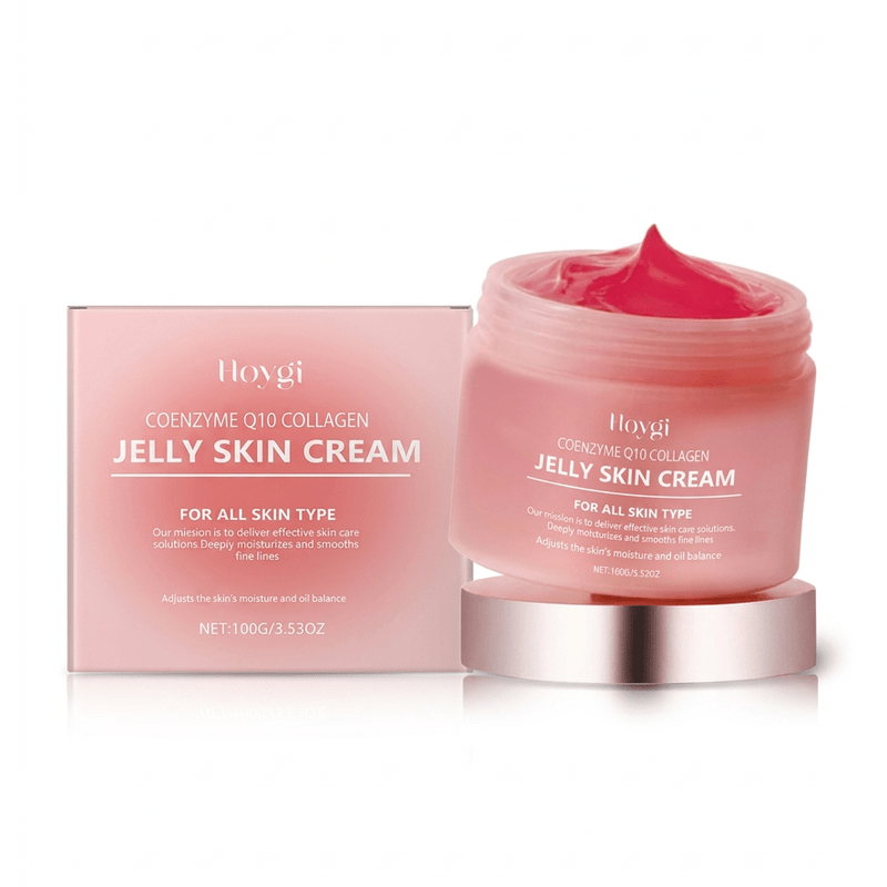 Jelly cream jar and carton on a clean white background