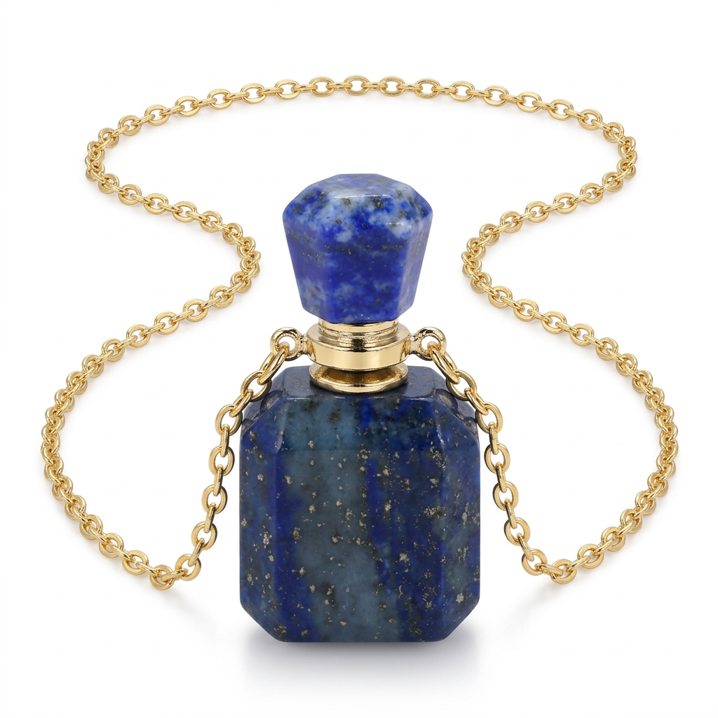 Lapis Lazuli bottle pendant on white
