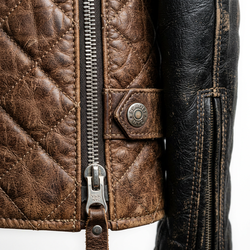 Leather hardware and stitching closeup