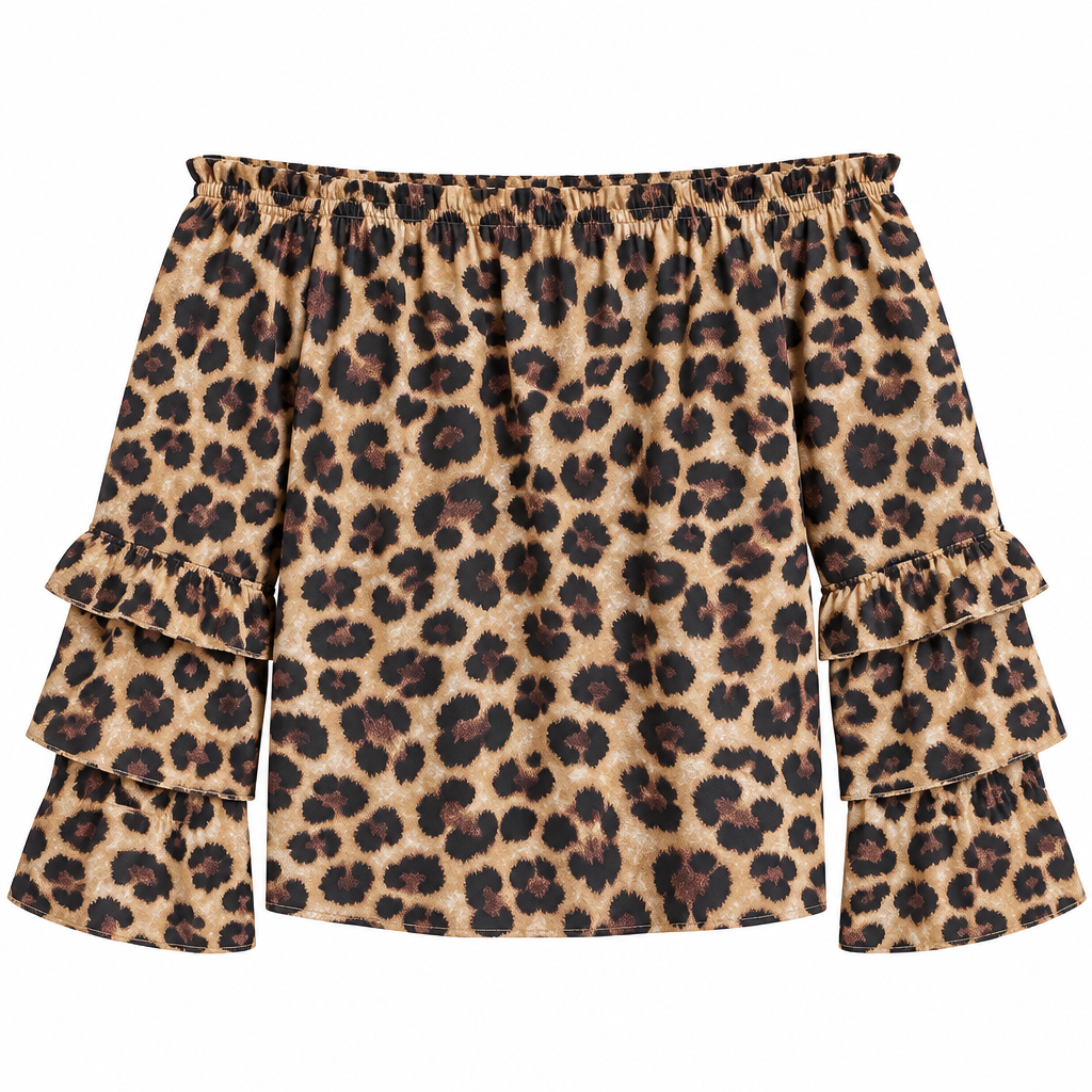 Leopard Blouse - Front Flat Lay