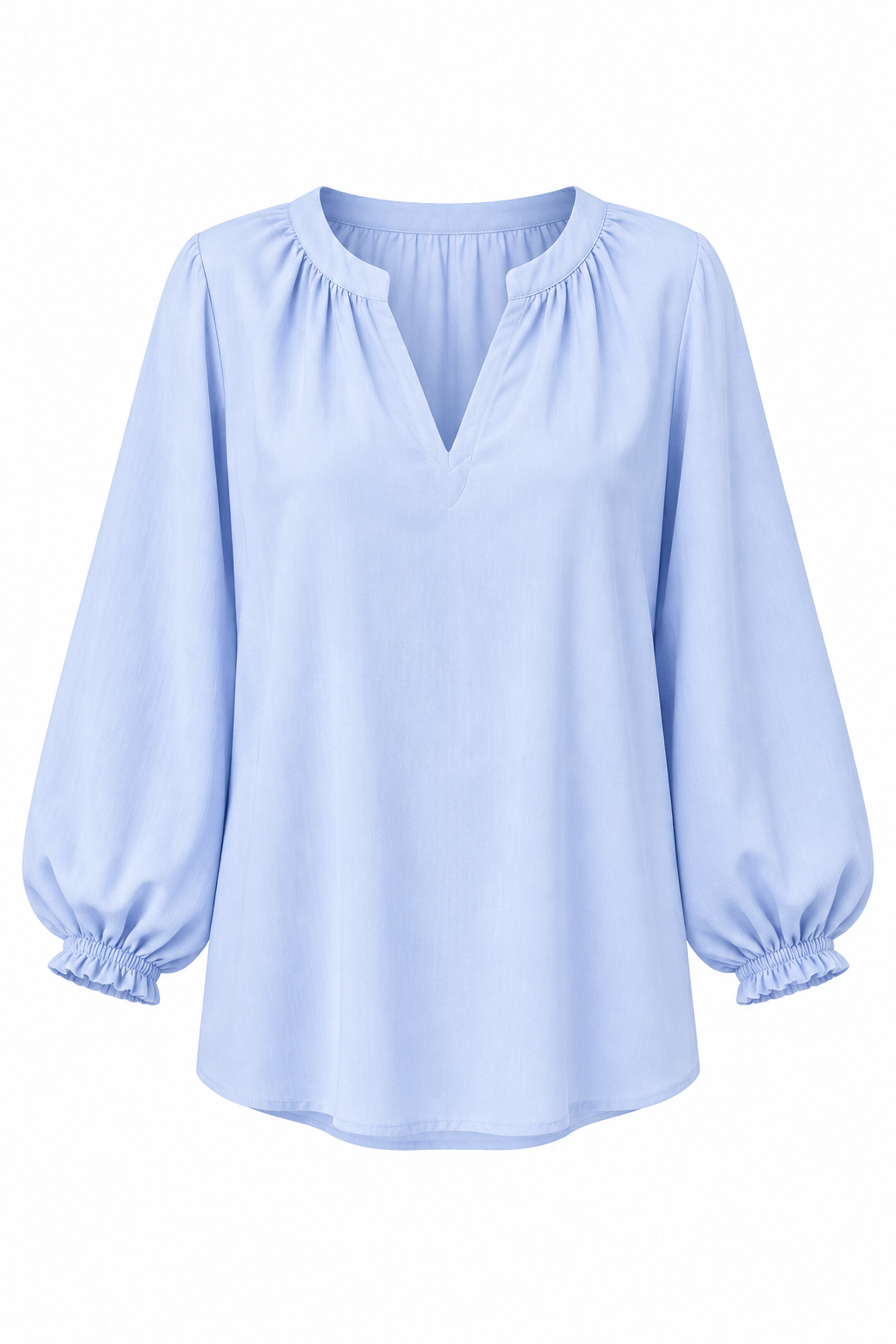 Light Blue Lantern Sleeve Blouse – White Background