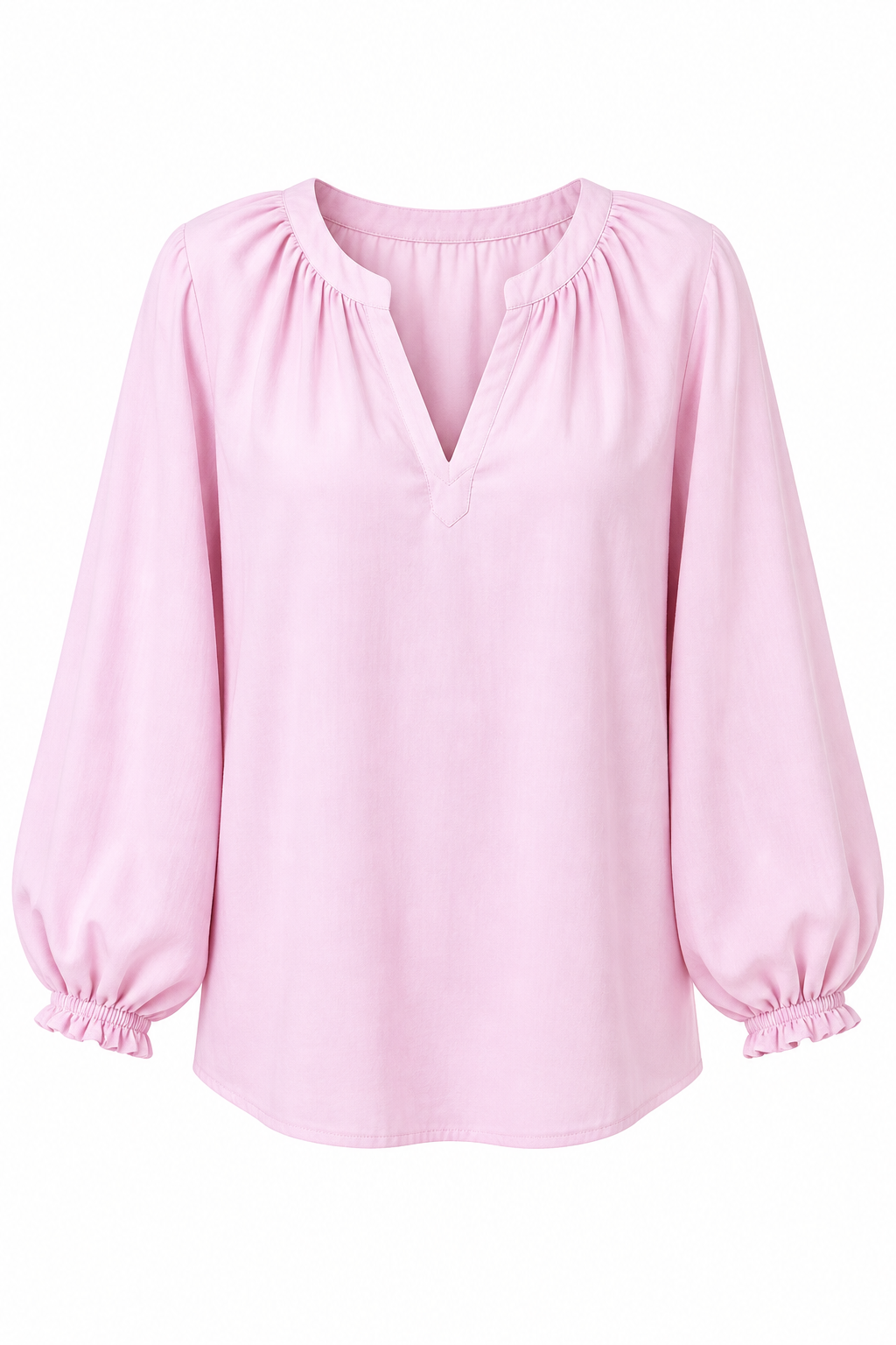 Light Pink Lantern Sleeve Blouse – White Background