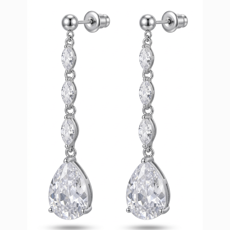 Matching teardrop earrings on a clean white background