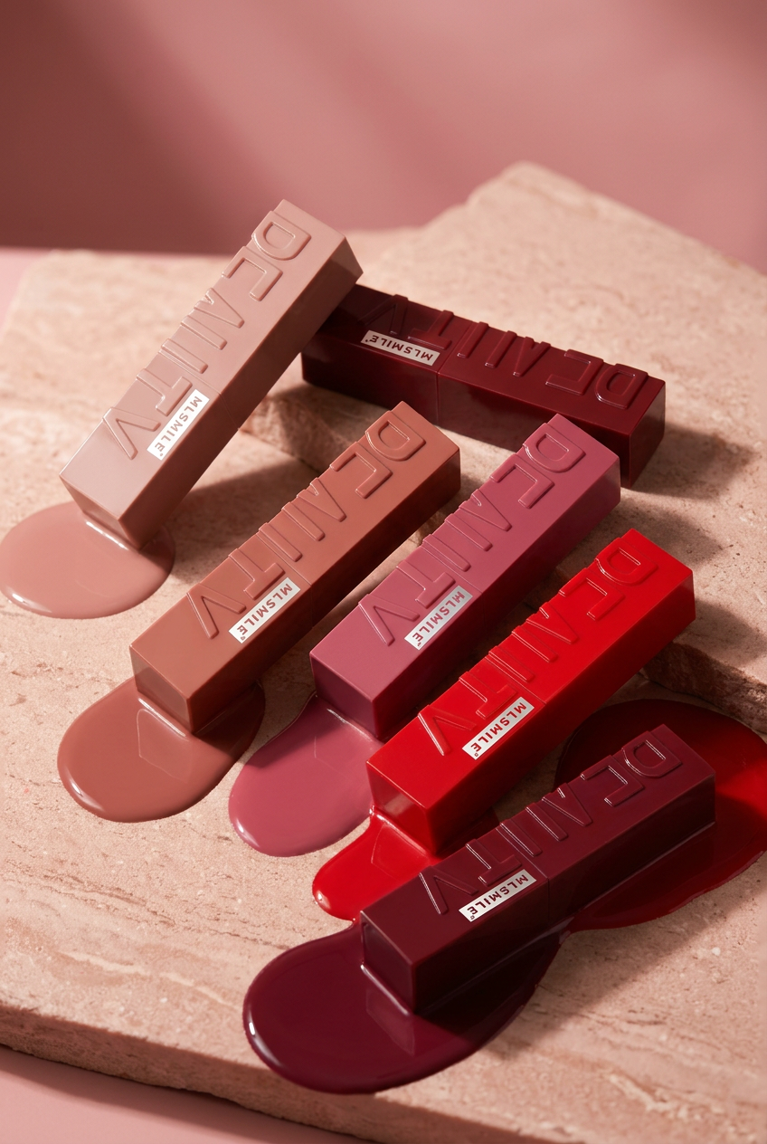Matte lipstick collection hero in a blush setting