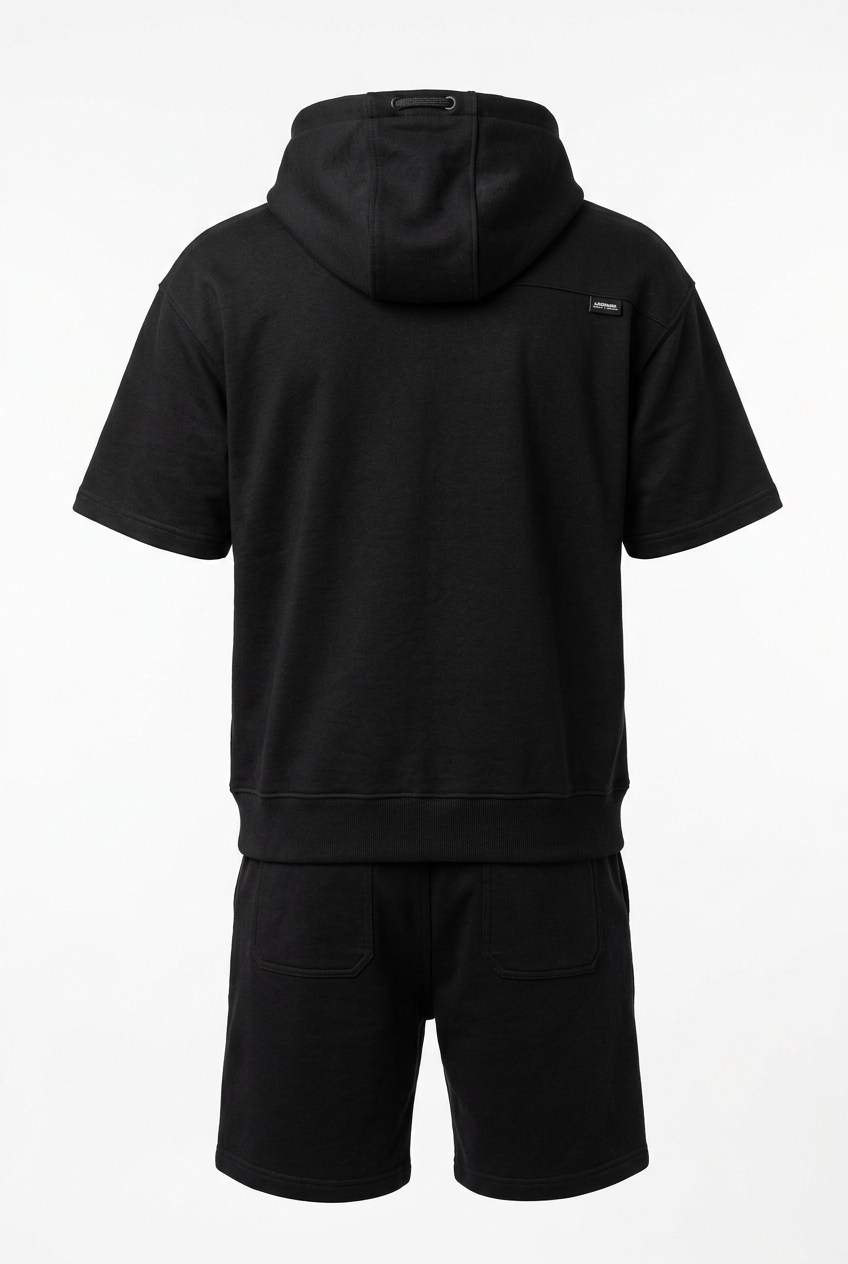 Men's hoodie shorts set back view