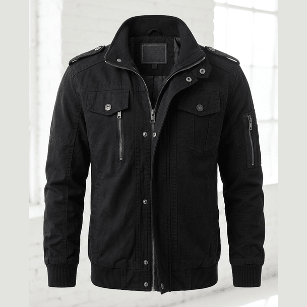 Men's Military Cargo Jacket – Black