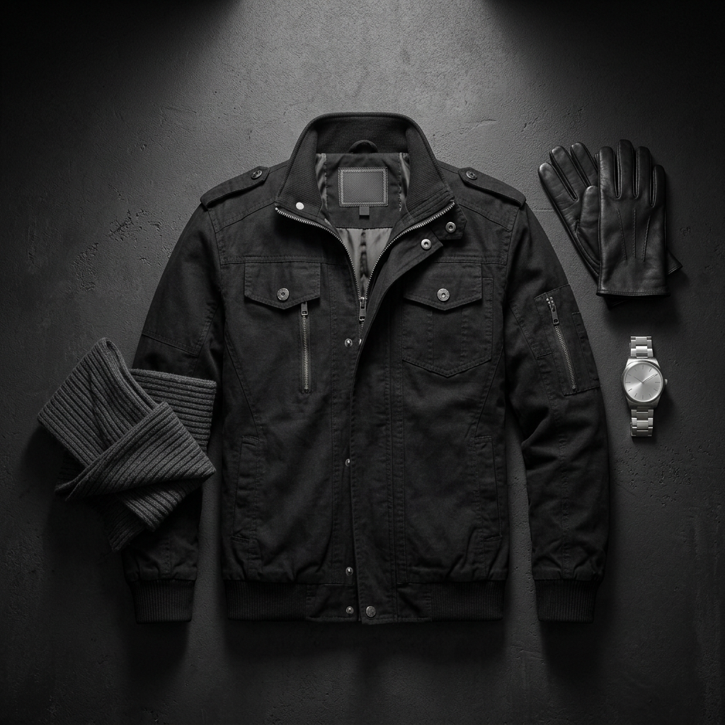Men's Military Cargo Jacket — Flat Lay
