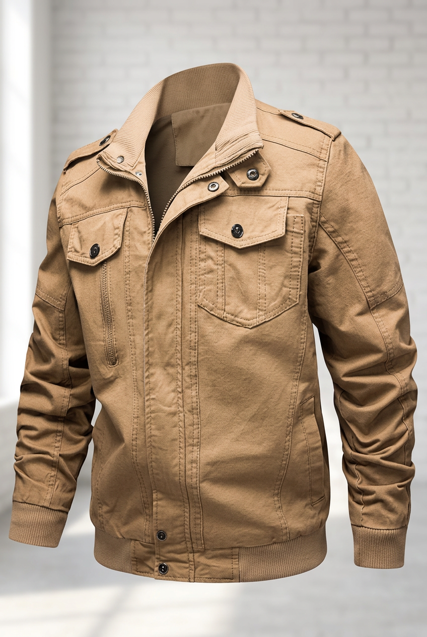 Men's Military Cargo Jacket – Khaki