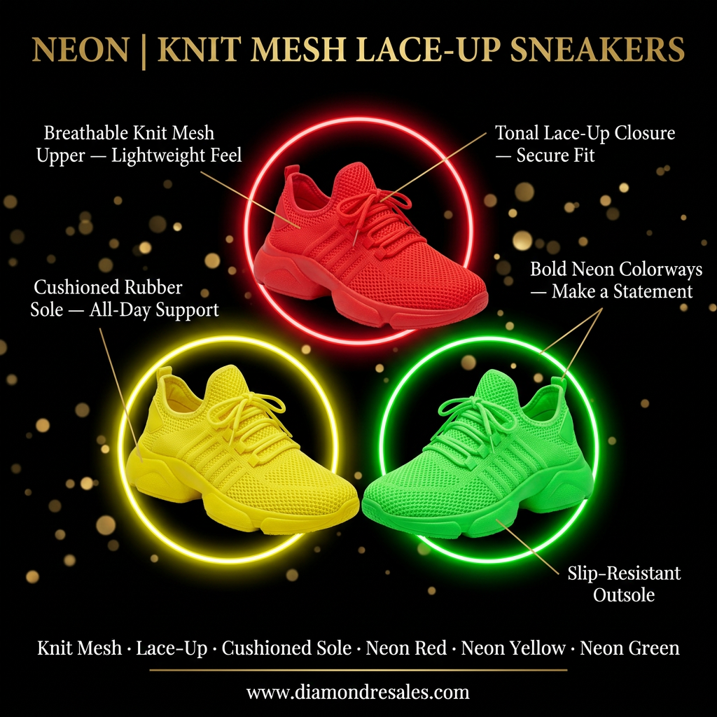 Neon Knit Sneakers — Branded Callout
