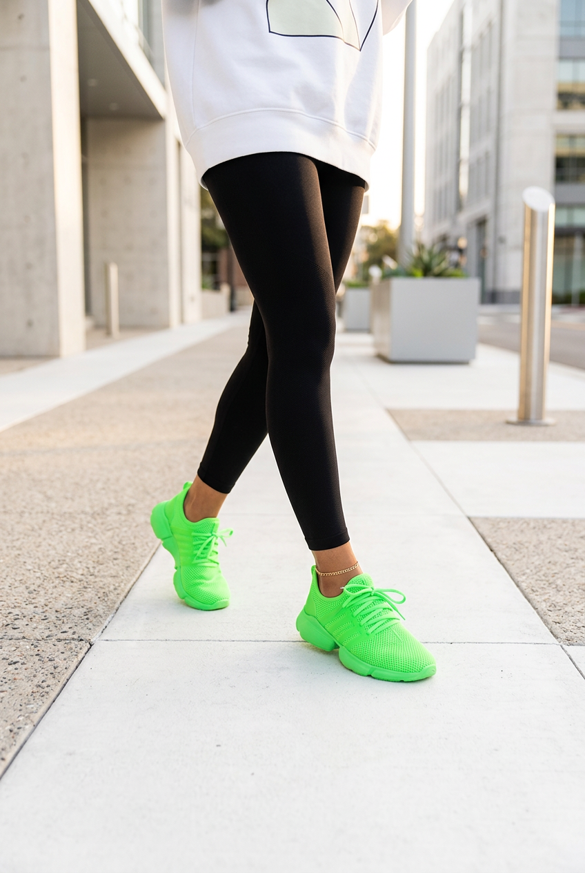 Neon Knit Sneakers — Lifestyle Shot