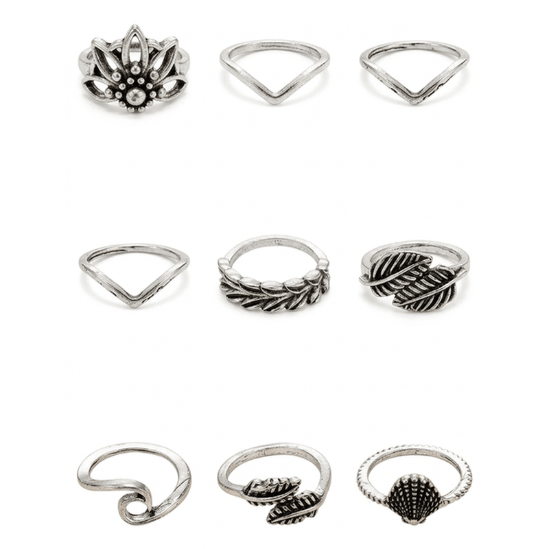 Nine-ring white-background draft, excluding the starfish