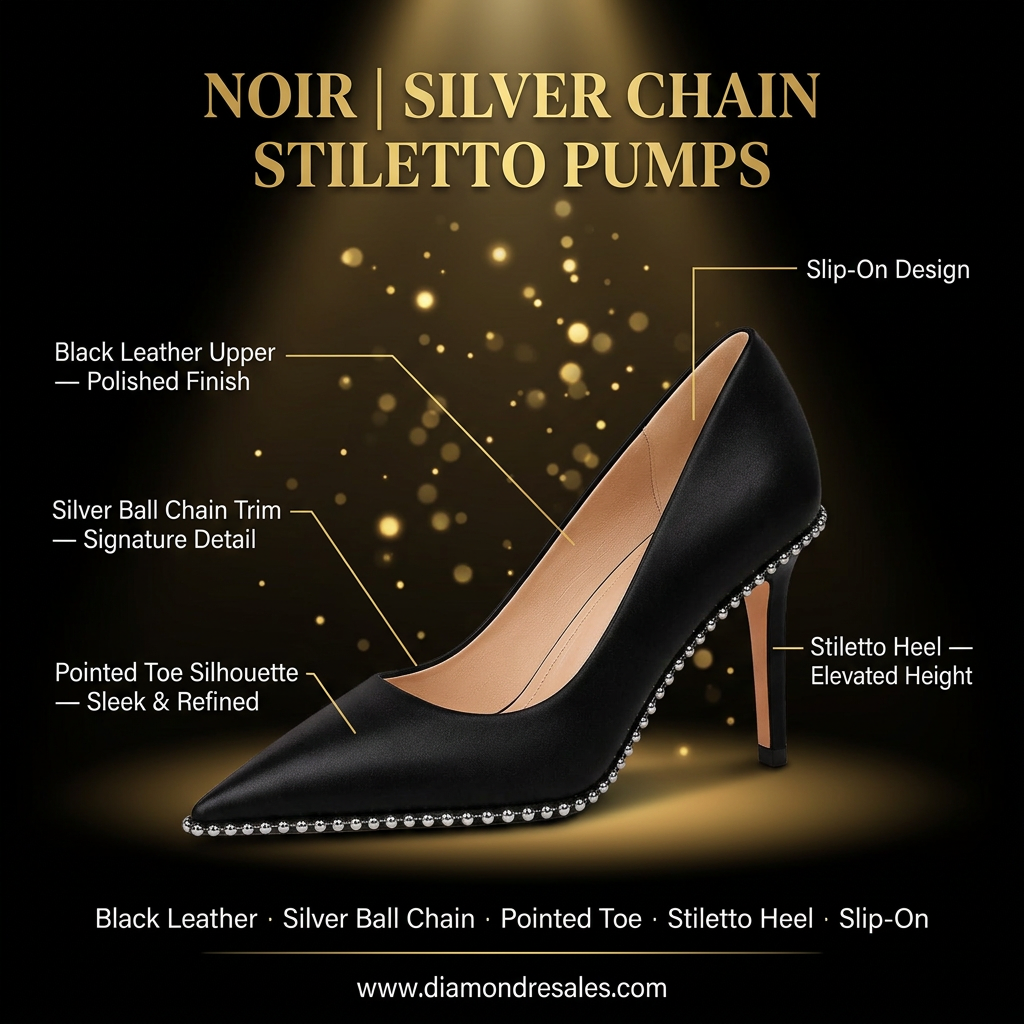 Noir Chain Pumps — Branded Callout