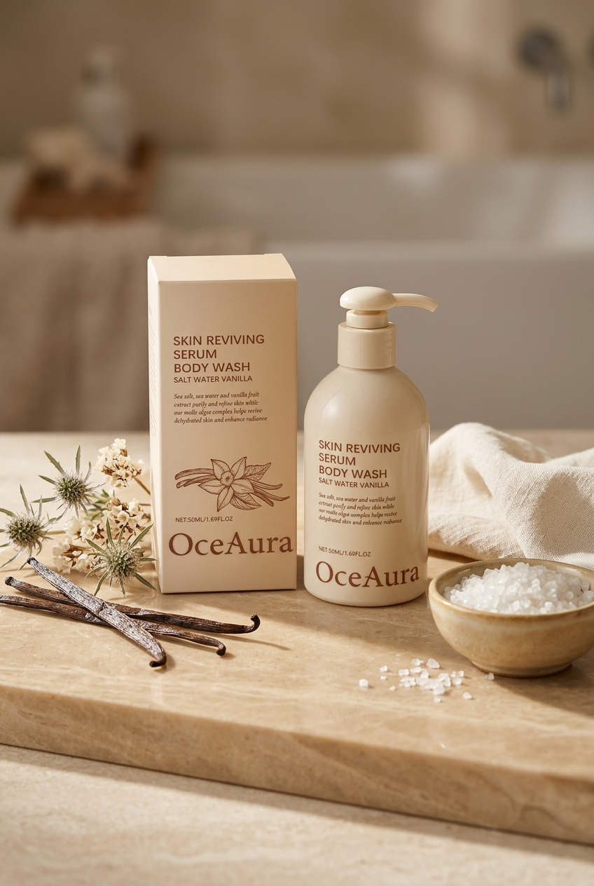 OceAura Body Wash — Warm Stone Vanilla & Sea Salt Botanical Studio